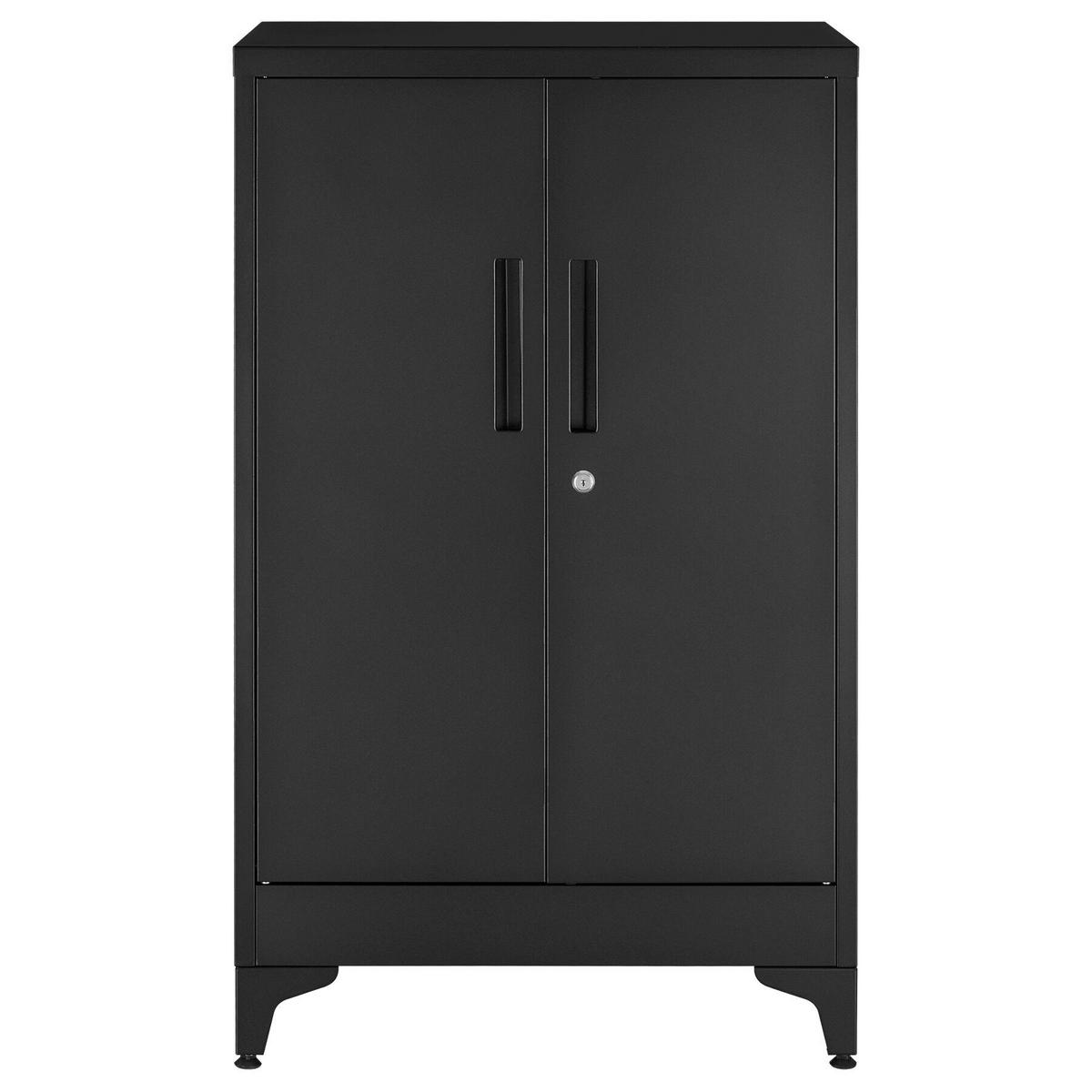 AKTENSCHRANK Blake, Kippschutz, höhenverstellbare Füße, schwarz - Schwarz, Metall (60/100/40cm) - tectake