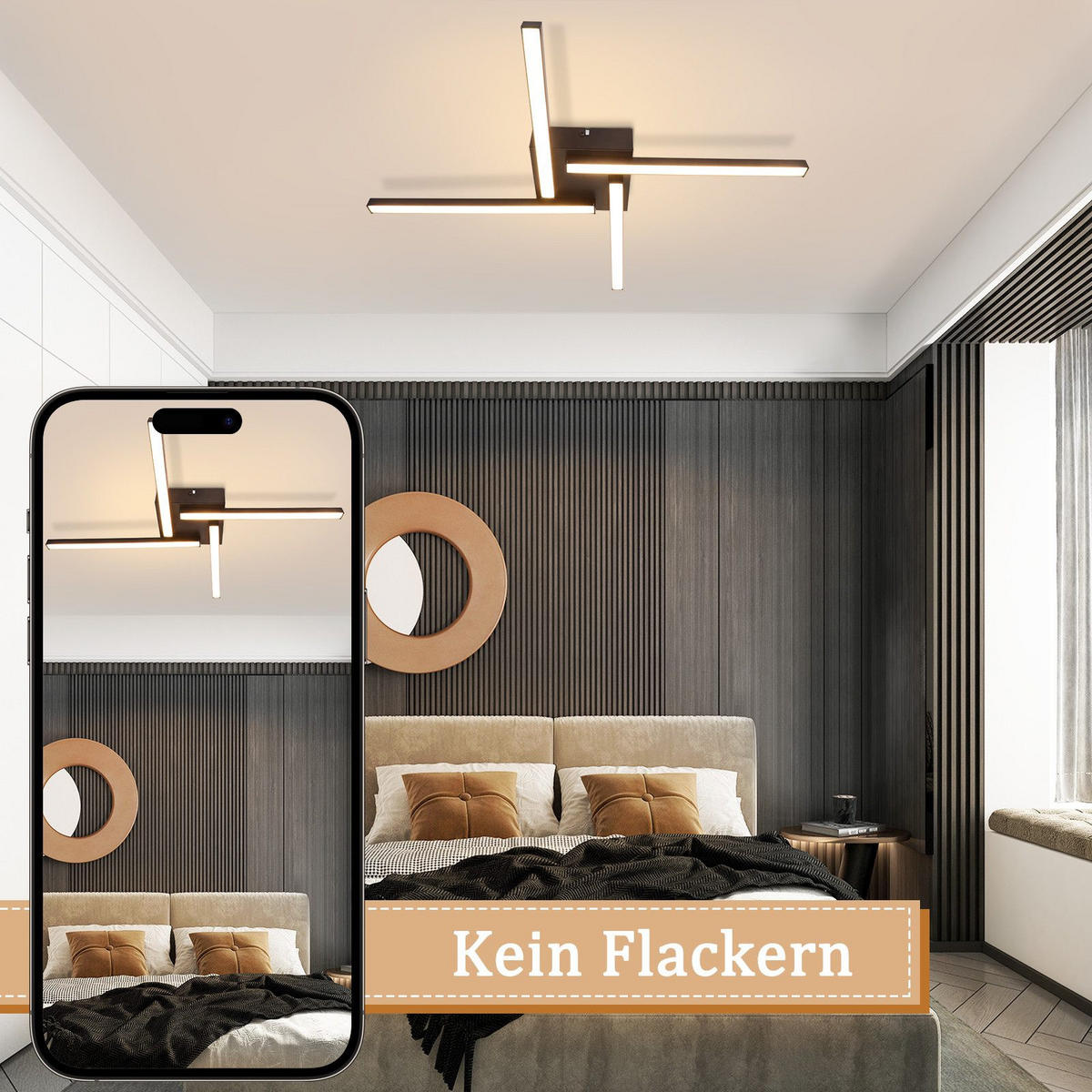 LED-DECKENLEUCHTE Merseburg 56.6/56.6/4.8 cm - Schwarz, Metall (56.6/56.6/4.8cm) - Nettlife