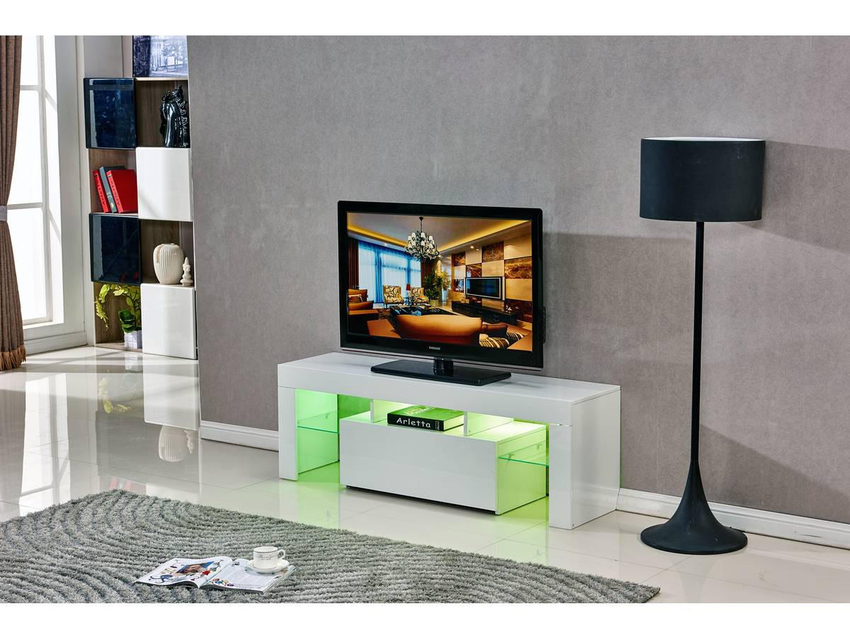 TV-MÖBEL Borda Weiß Hochglanz - Weiß Hochglanz, Holzwerkstoff (130/45/34cm) - Habitat Garten