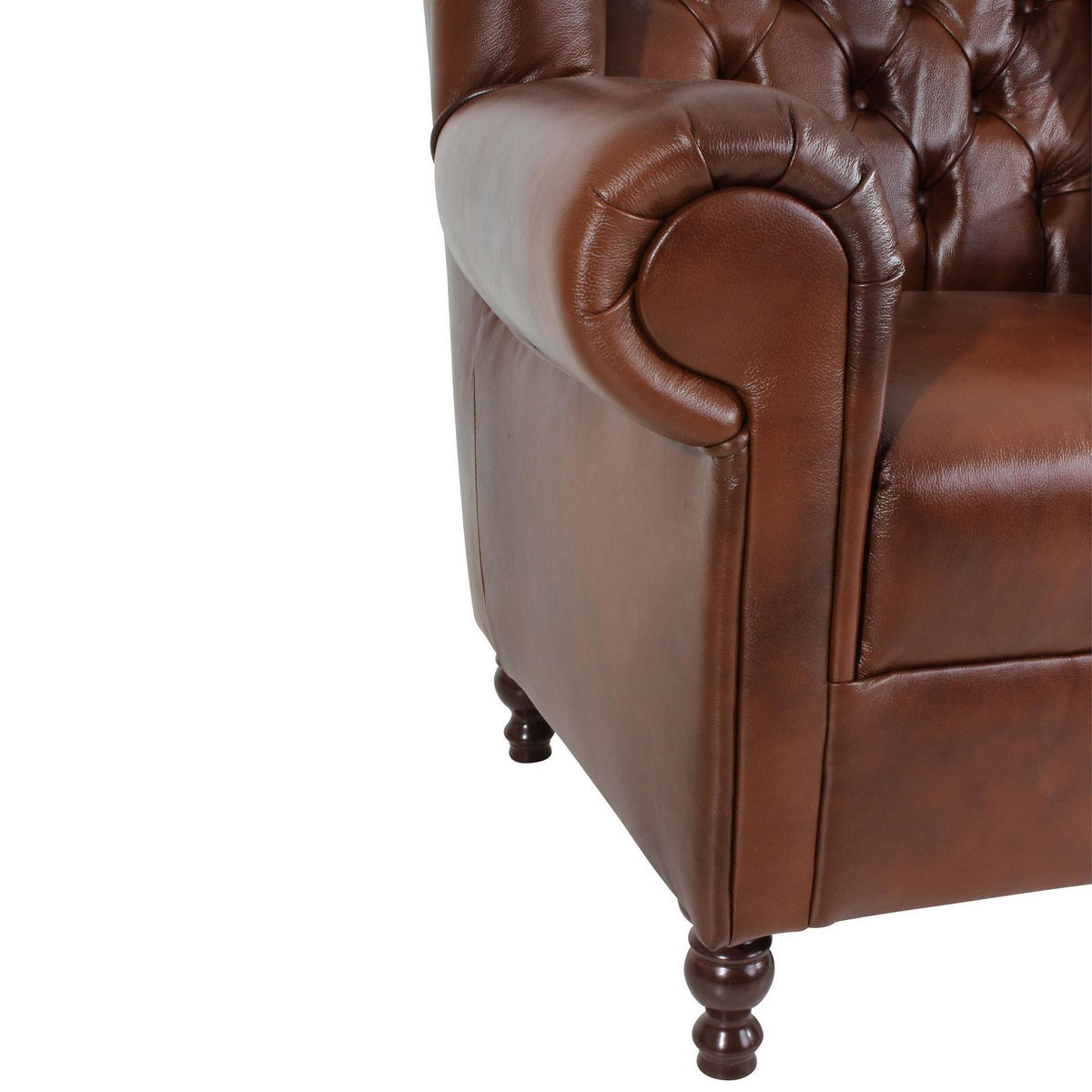 OHRENBACKENSESSEL Katreen Bezug Wischleder Buche nussbaum dunkel / braun - Braun, Leder (91/101/90cm) - 58aufmkessel