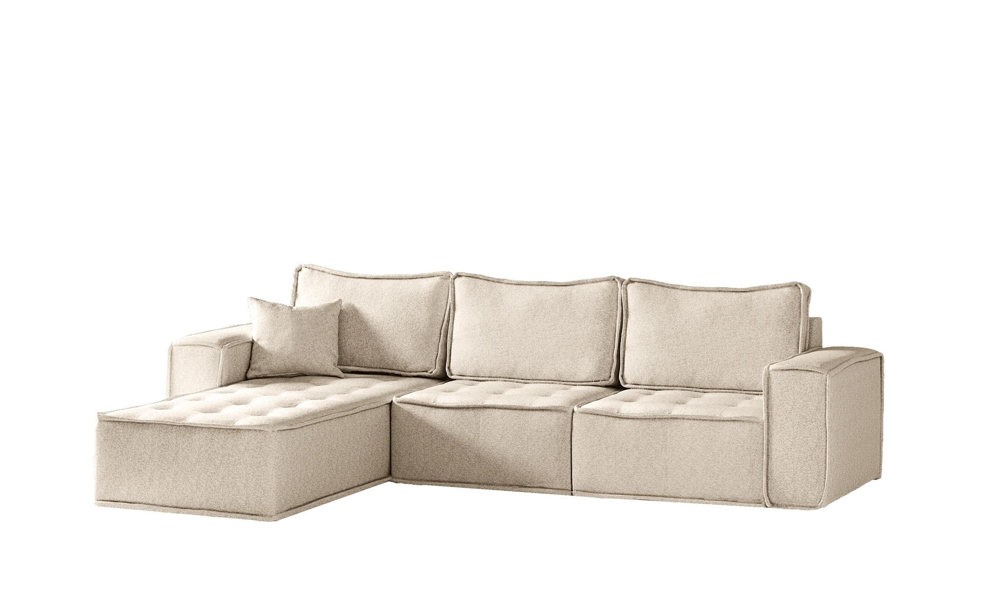 ECKSOFA Sande In Raven - Creme, Holzwerkstoff/Textil (292/192cm) - Fun Möbel