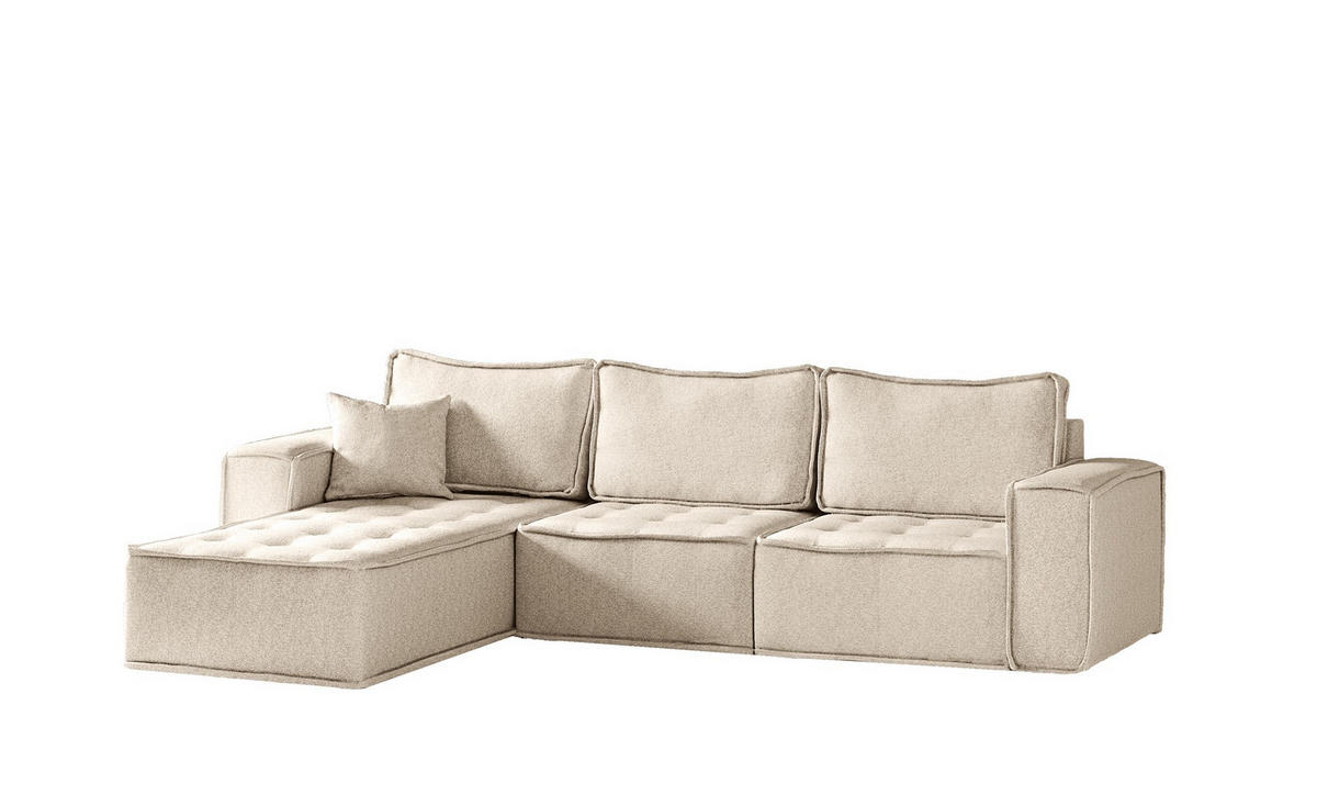 ECKSOFA Sande In Raven - Creme, Holzwerkstoff/Textil (292/192cm) - Fun Möbel