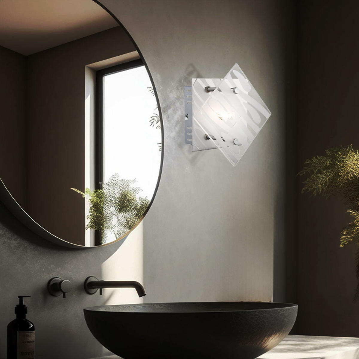 WANDLEUCHTE CARAT Chrom Silber - Silberfarben, Glas (17/7.8/17cm) - Globo Lighting