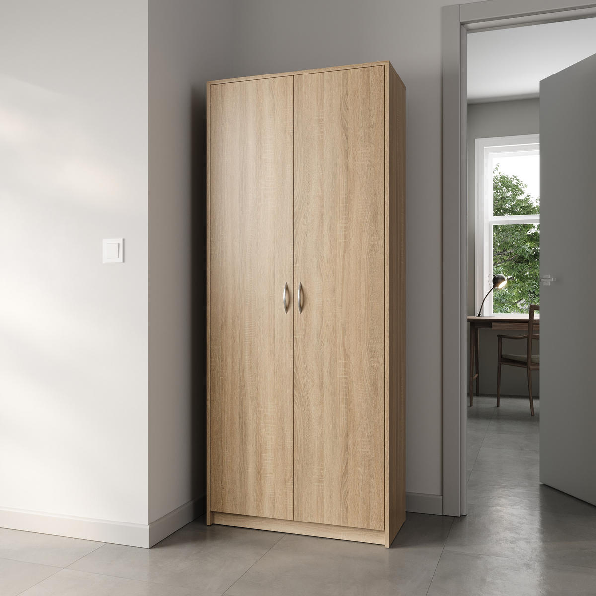 MEHRZWECKSCHRANK mit 5 Fächern und 2 Türen in Sonoma - Sonoma Eiche, Holzwerkstoff (74/180/35cm) - Home Collective