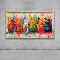 GEMÄLDE Katzen, Farbe, Spaß Schattenfugenrahmen Weiß 160x80 cm - Weiß, Holz (160/80cm) - YS-art gallery