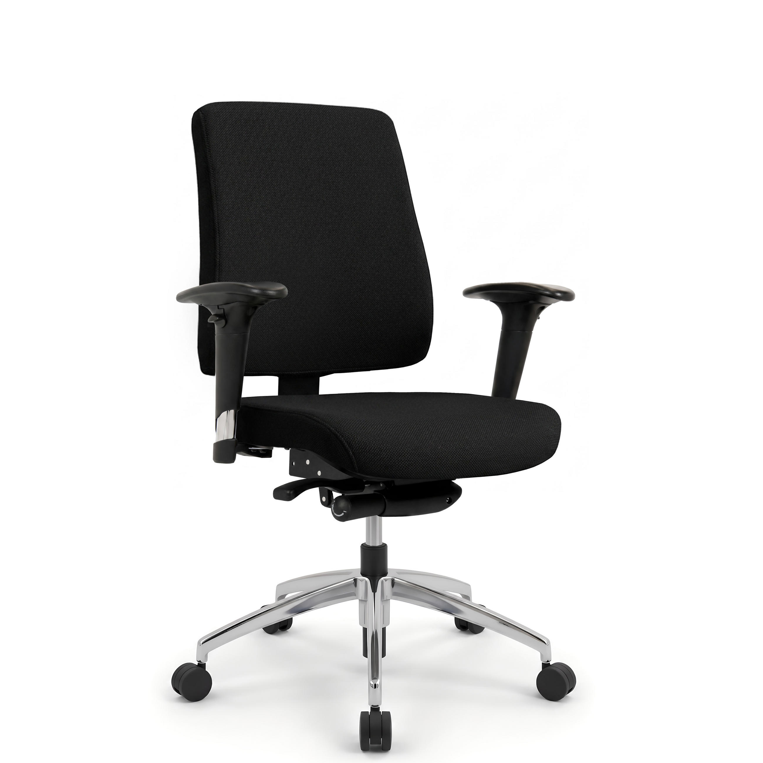 BÜROSTUHL Basic Stoff Schwarz - ergonomisch, 150 kg belastbar, Sitzhöhe 52-64 cm - Schwarz, Kunststoff/Textil (65/103/68cm) - Versee