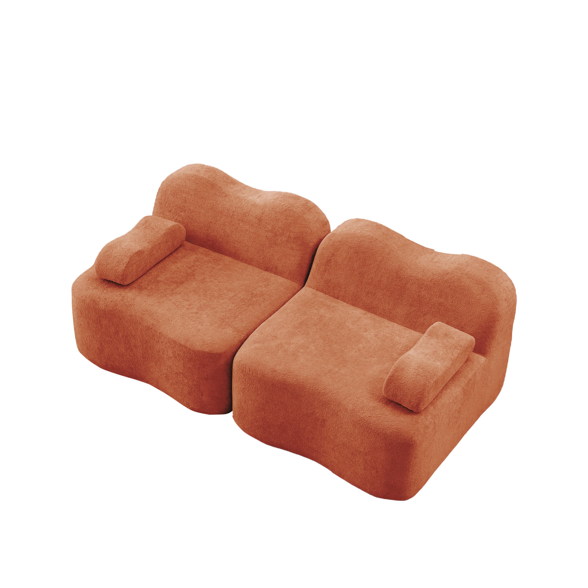 SOFA 192×98×70 cm Velvet rahmenlos modular 2-Sitzer, orange - Orange, Textil (98/70/192cm) - Luhomfu