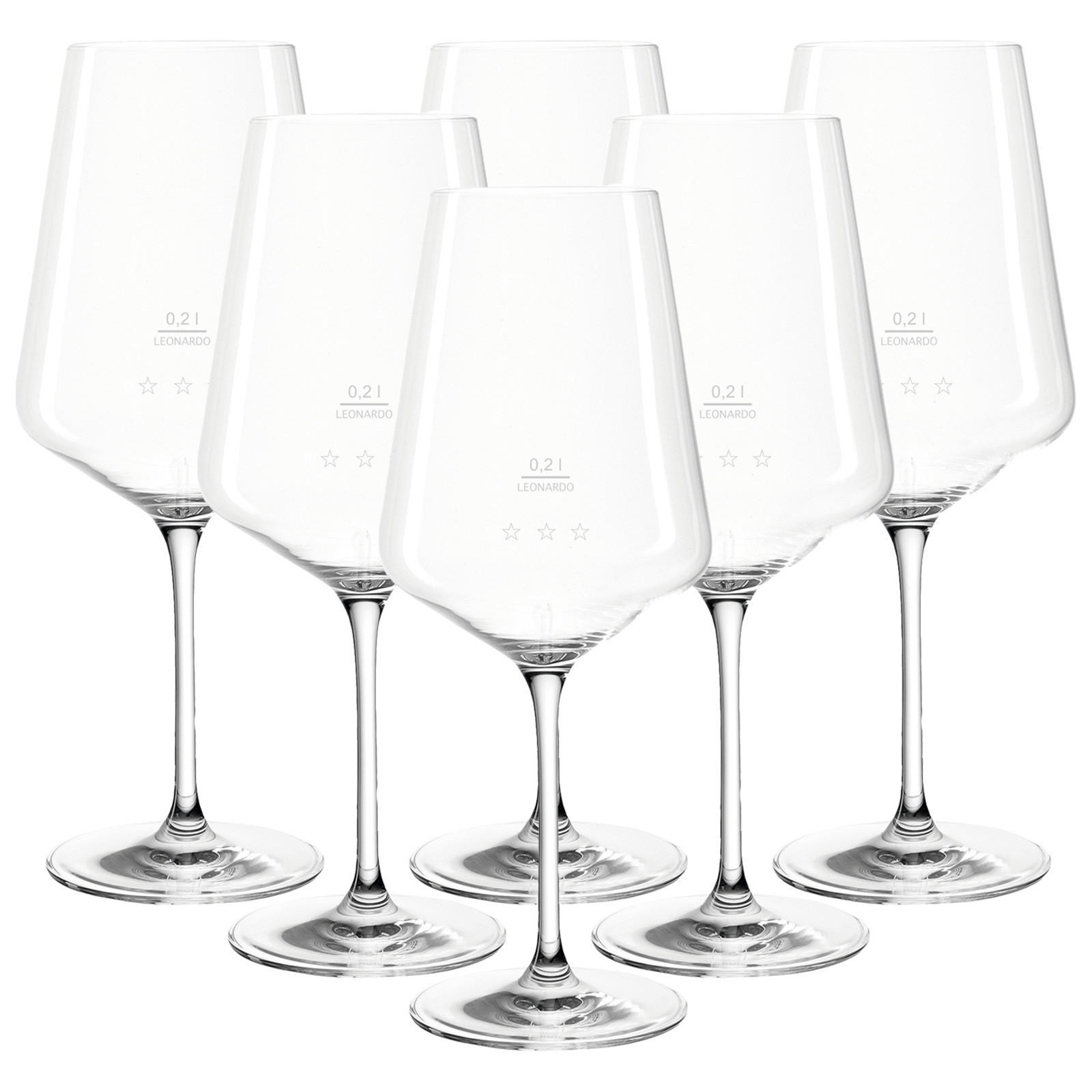 ROTWEINGLÄSER GEEICHT Puccini Gastro-Edition transparent 0,2 l 6er Set - Transparent, Glas (0.2L) - Leonardo Living