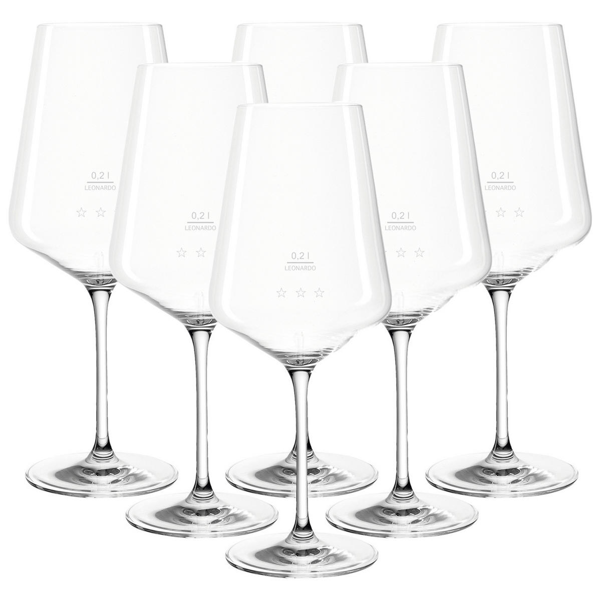 ROTWEINGLÄSER GEEICHT Puccini Gastro-Edition transparent 0,2 l 6er Set - Transparent, Glas (0.2L) - Leonardo Living
