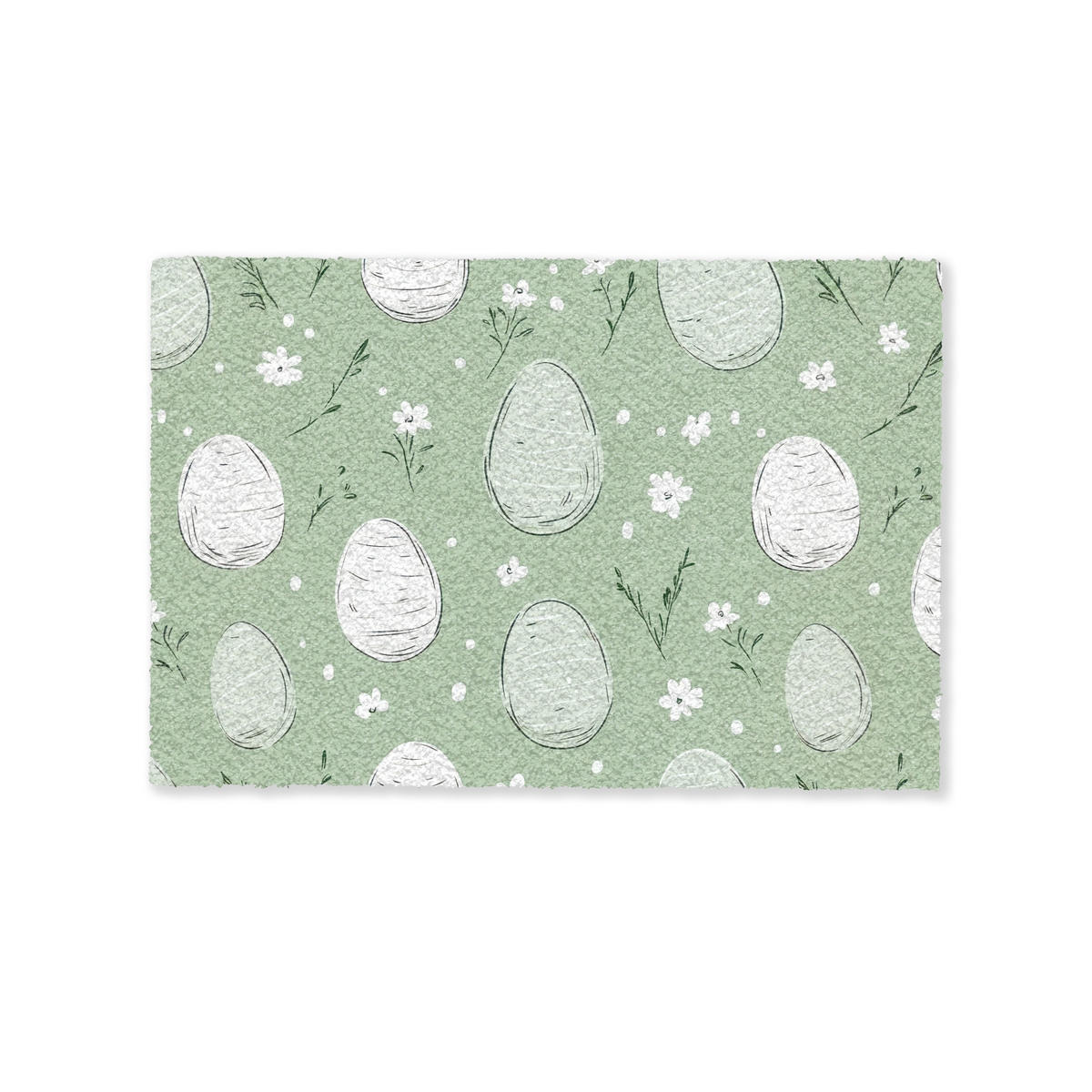 FUSSMATTE Grün - Eier - Muster 90x60 cm - Waldgrün, Kunststoff (60/90cm) - MuchoWow