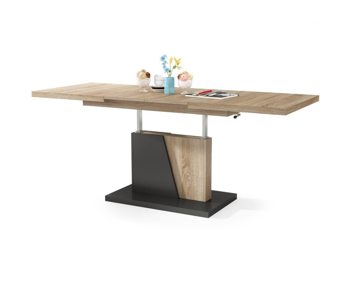 COUCHTISCH rechteckig Sonoma Anthrazit ausziehbar höhenverstellbar - Anthrazit/Sonoma Eiche, Holzwerkstoff (70/120/60cm) - designimpex