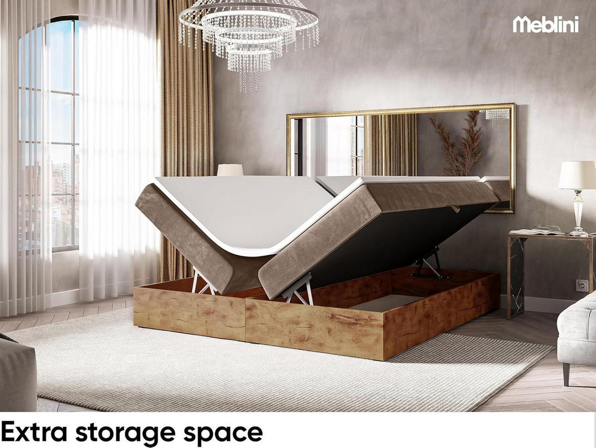 BOXSPRINGBETT LOFTY BOX - Braun, Holzwerkstoff (200/220cm) - Meblini