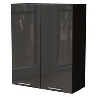 KÜCHENHÄNGESCHRANK Essen W4/80 Graphit Hochglanz / Schwarz Matt 80 / 32,5 / 96cm - Schwarz/Graphitfarben, Holz/Holzwerkstoff (80/96/32.5cm) - Feldmann-Wohnen