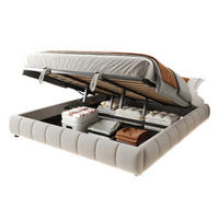 POLSTERBETT aus Samt 180x200 cm Beige mit Bettkasten, LED-Leiste und Metallrahmen - Beige, Textil (180/200cm) - IVMEU