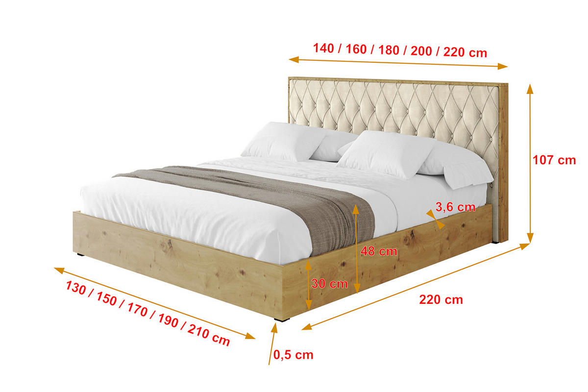 POLSTERBETT mit Bettkasten und Lattenrost, Bett mit Matratze H3/H4 - ENZO5 180x200 Beige - Ecru, Holzwerkstoff/Textil (180/200cm) - ALTDECOR