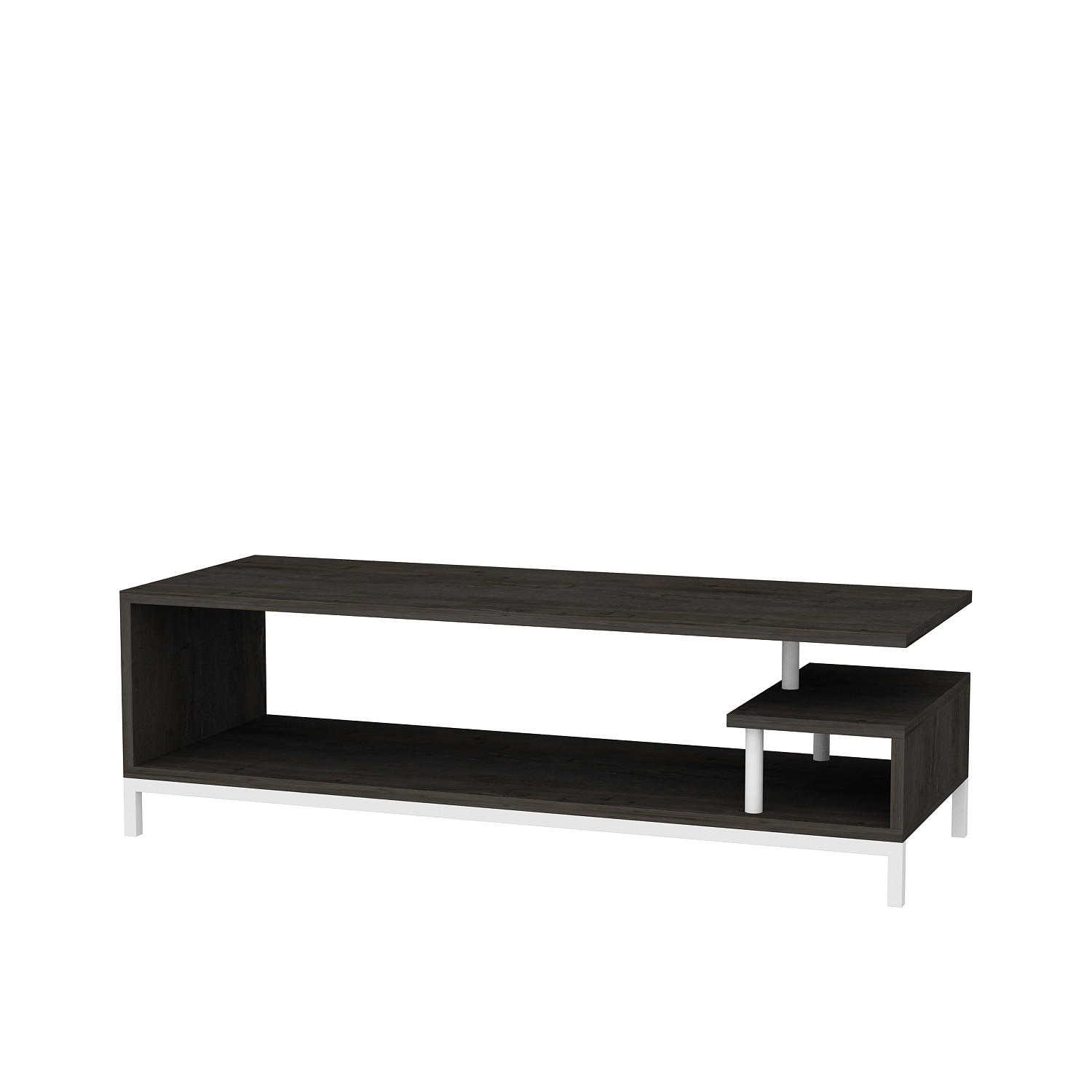 TV-LOWBOARD Reilly Weiß-Wenge - Wengefarben/Weiß, Holzwerkstoff (120/38/45cm) - Decorotika