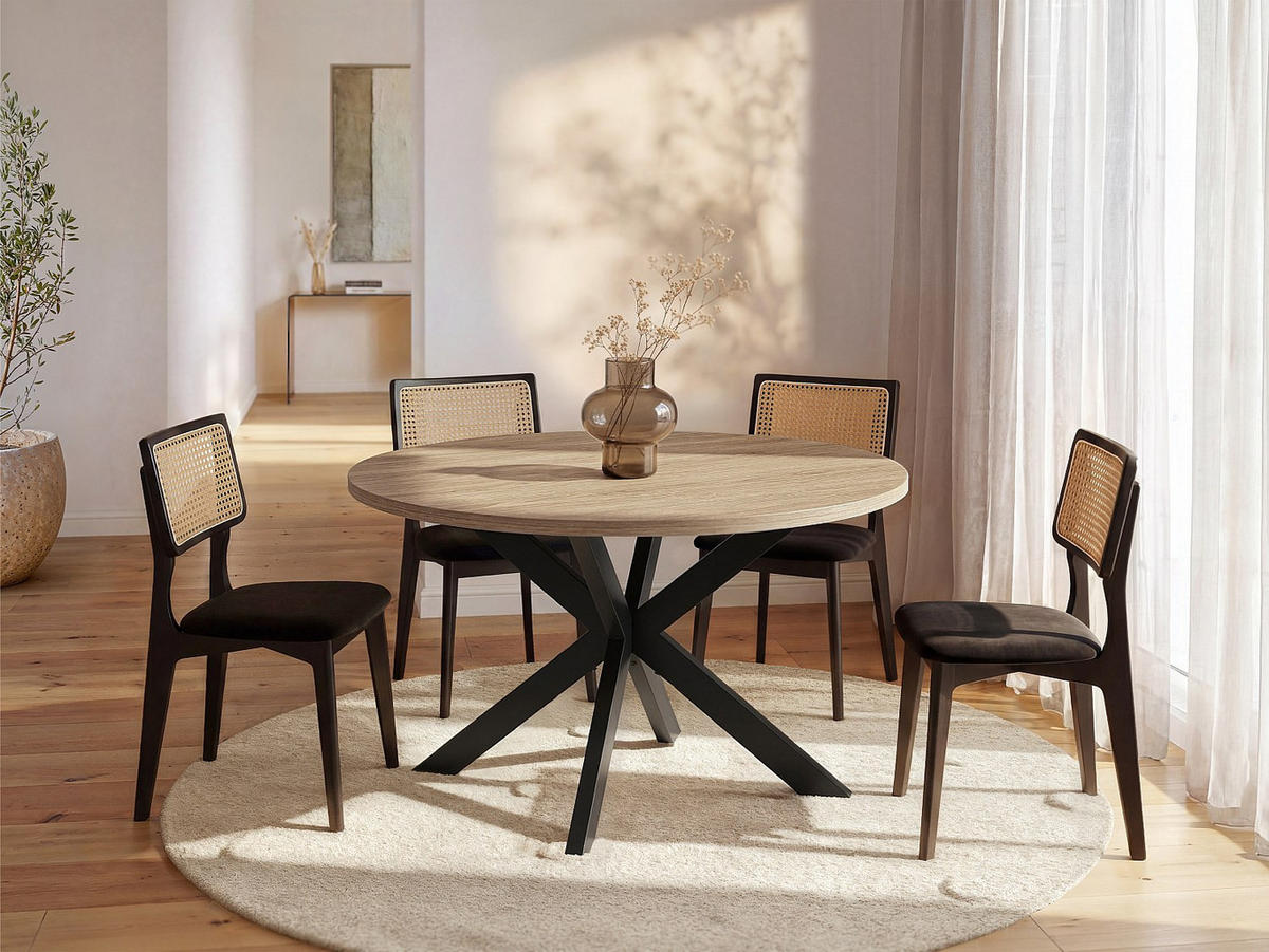 ESSTISCH - 4 Personen - holz - naturfarben hell Tilki - Naturfarben, Holz/Metall (120/120/77.5cm) - Vente-Unique