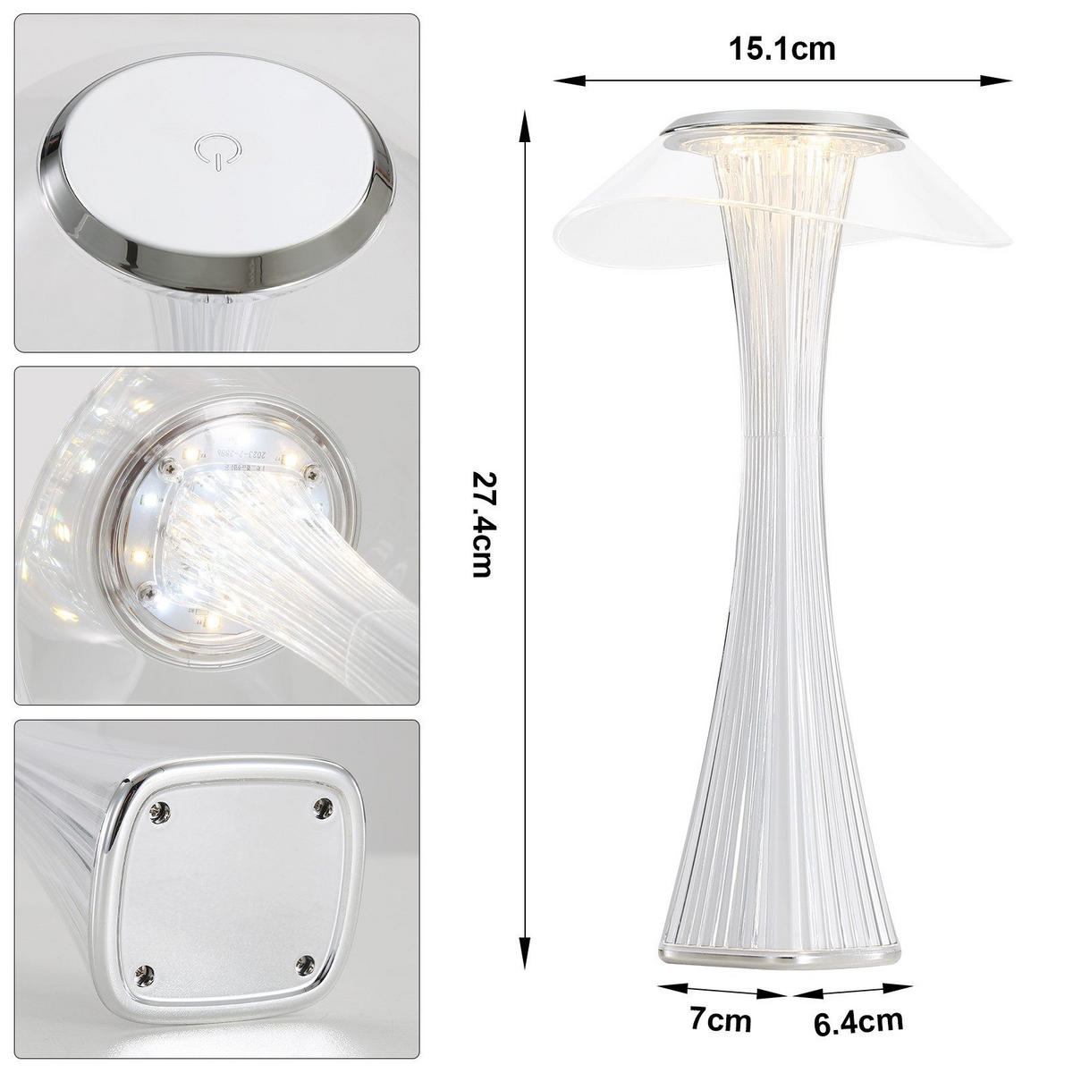 TISCHLEUCHTE BYRD 15.1/27.4/15.1 cm - Weiß, Kunststoff (15.1/15.1/27.4cm) - ZMH