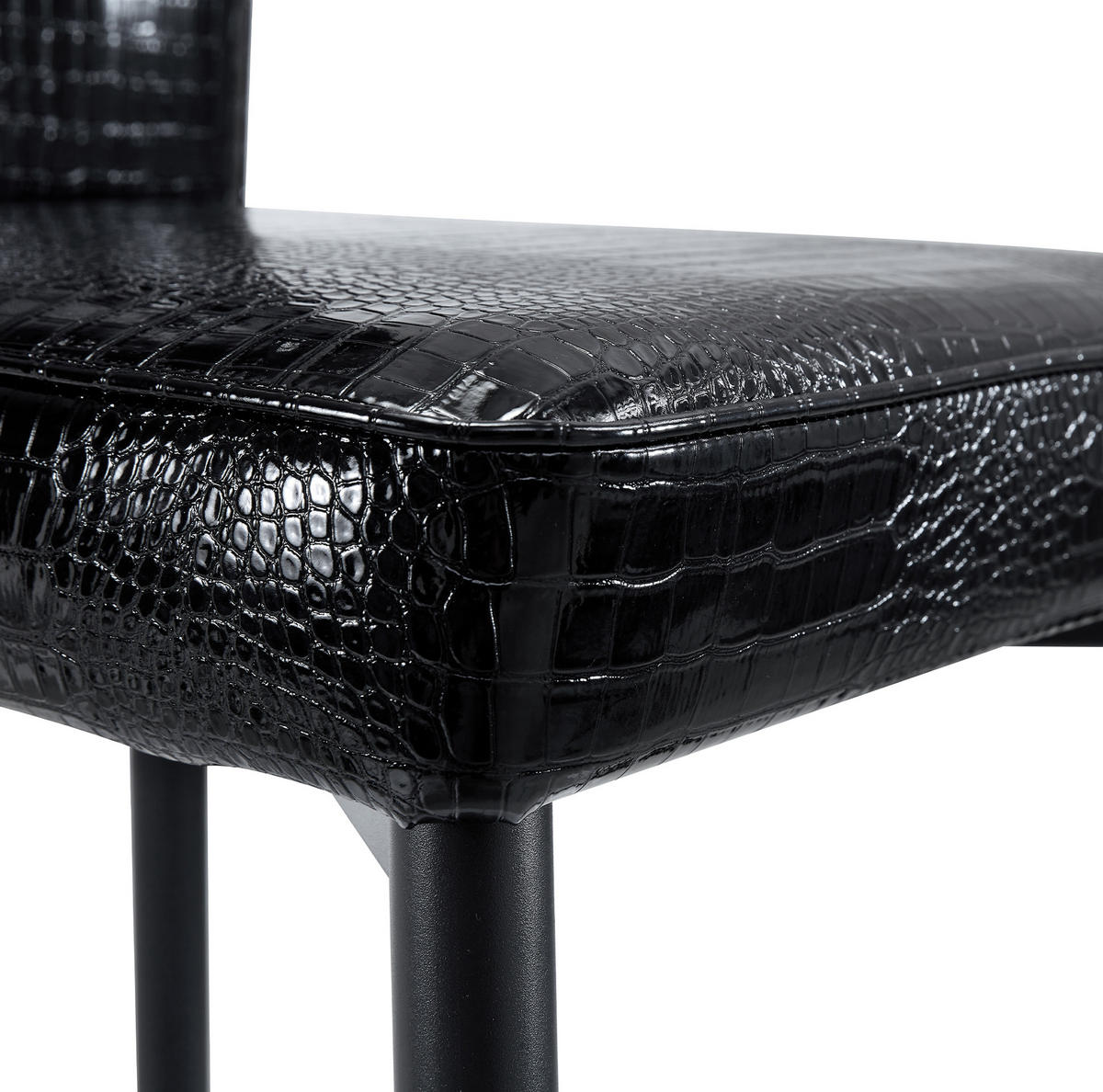 ESSZIMMERSTUHL 2er-Set Vintage PVC Schwarz mit Metallbeinen - Schwarz, Metall (42/101/61.7cm) - Meubliv