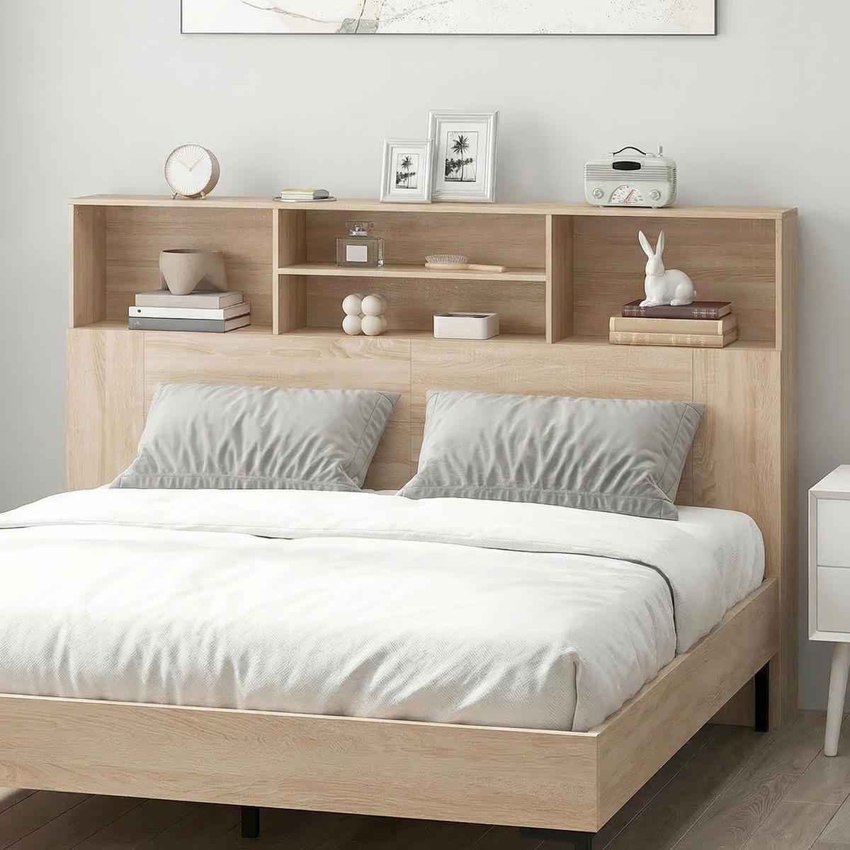 KOPFTEIL DE-18531 mit 4 offenen Fächern Naturholz-Optik - Naturfarben, Holzwerkstoff (20.2/108.2/160cm) - ComfortXL