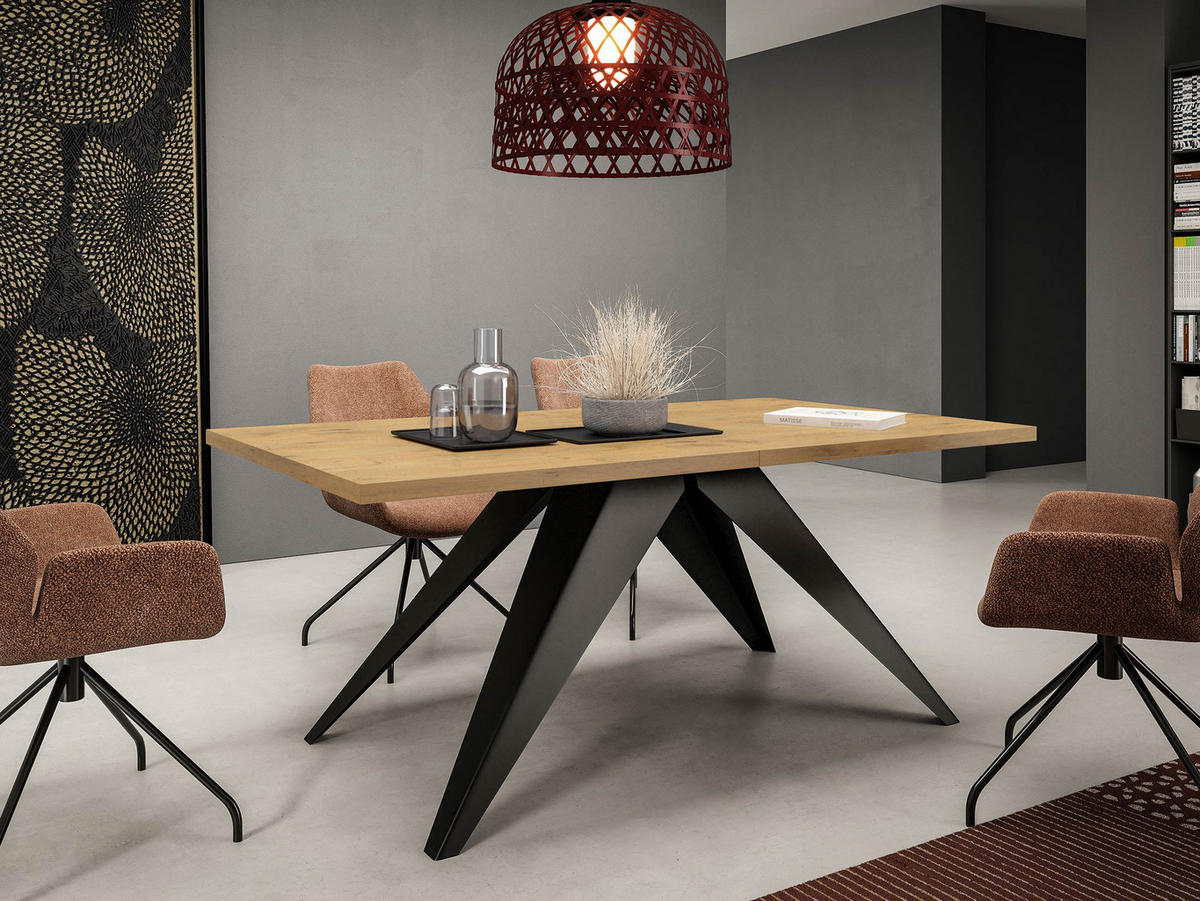 TISCH Vento 100 Ausziehbar - Schwarz/Naturfarben, Holzwerkstoff/Metall (80/140/76cm) - MIRJAN24