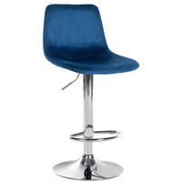 BARHOCKER Samt blau - Chromfarben/Blau, Textil/Metall (44/88/43cm) - CLP