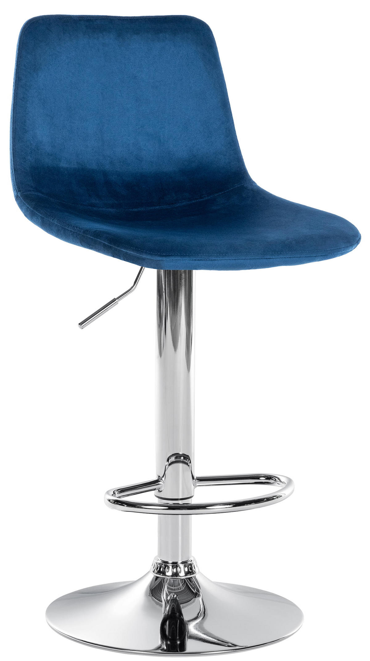BARHOCKER Samt blau - Chromfarben/Blau, Textil/Metall (44/88/43cm) - CLP