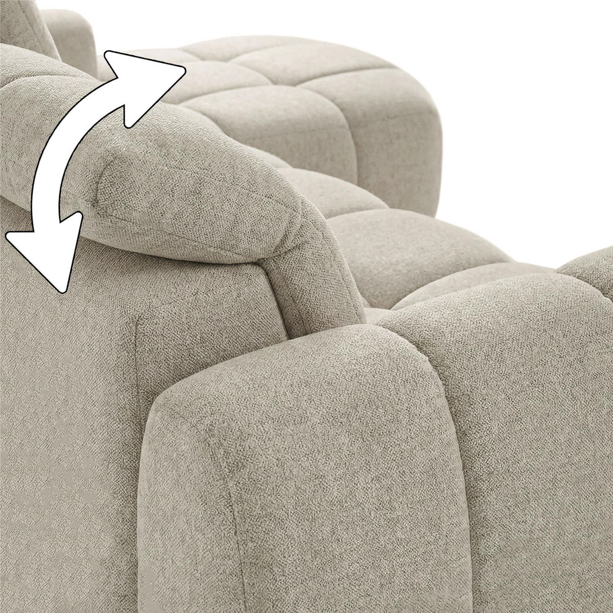 ECKSOFA Sorel Mini mit Automatisch verstellbarer Sitztiefe und Kopfstützen, rechts, Beige - Sandfarben, Textil (275/190cm) - Beautysofa