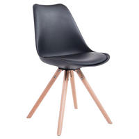 STUHL Lederlook schwarz - Eukalyptusholzfarben/Schwarz, Holz/Textil (48/83/56cm) - CLP