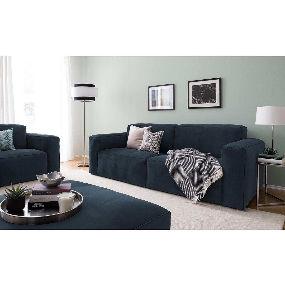 3-SITZER SOFA - Dunkelblau, Textil (240/75/96cm) - home24