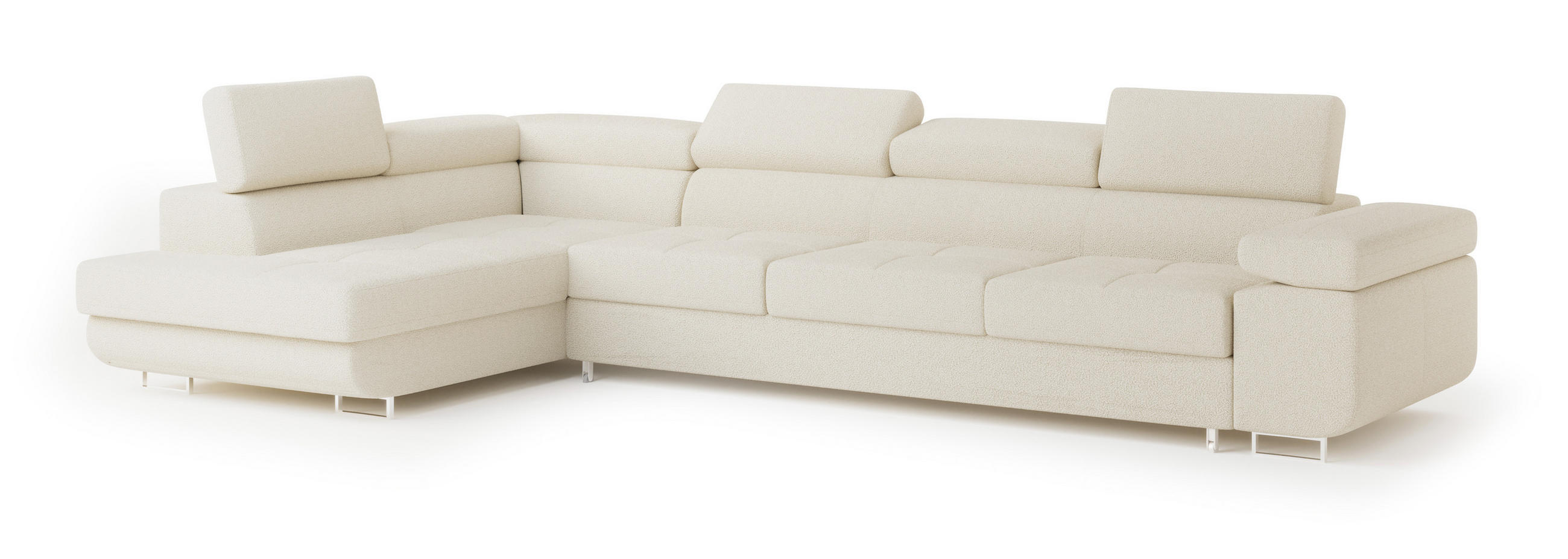 ROHOVÁ SEDAČKA VICENTE krémová - stříbrná/krémová, dřevo/kompozitní dřevo (346/202cm) - MASSENO