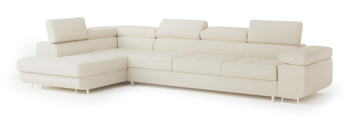 ROHOVÁ SEDAČKA VICENTE krémová - stříbrná/krémová, dřevo/kompozitní dřevo (346/202cm) - MASSENO