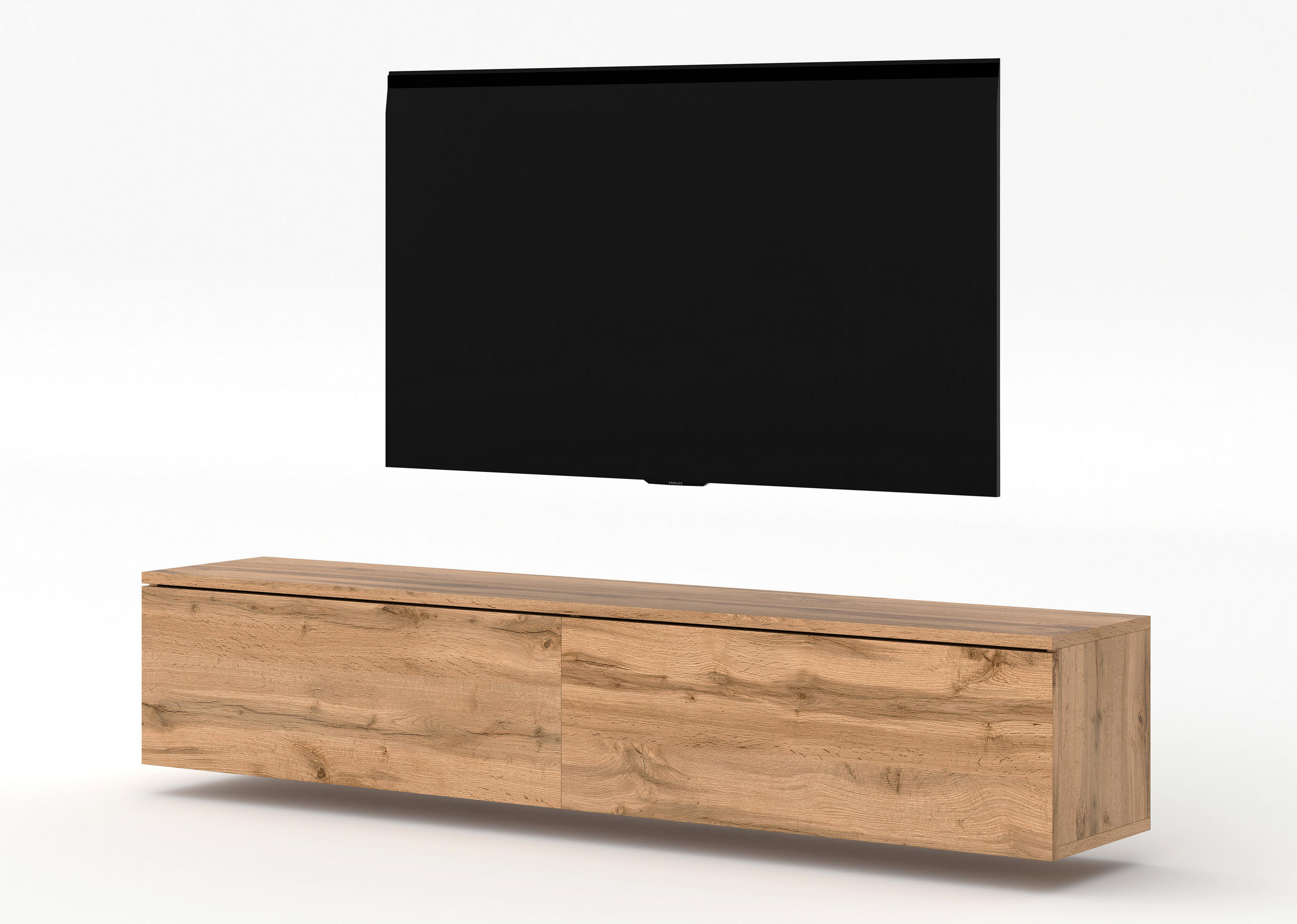 LOWBOARD Loriano 180 Eiche Wotan 180/34/32 cm – Designer Lowboard - Braun, Holzwerkstoff/Kunststoff (180/34/32cm) - AX Living