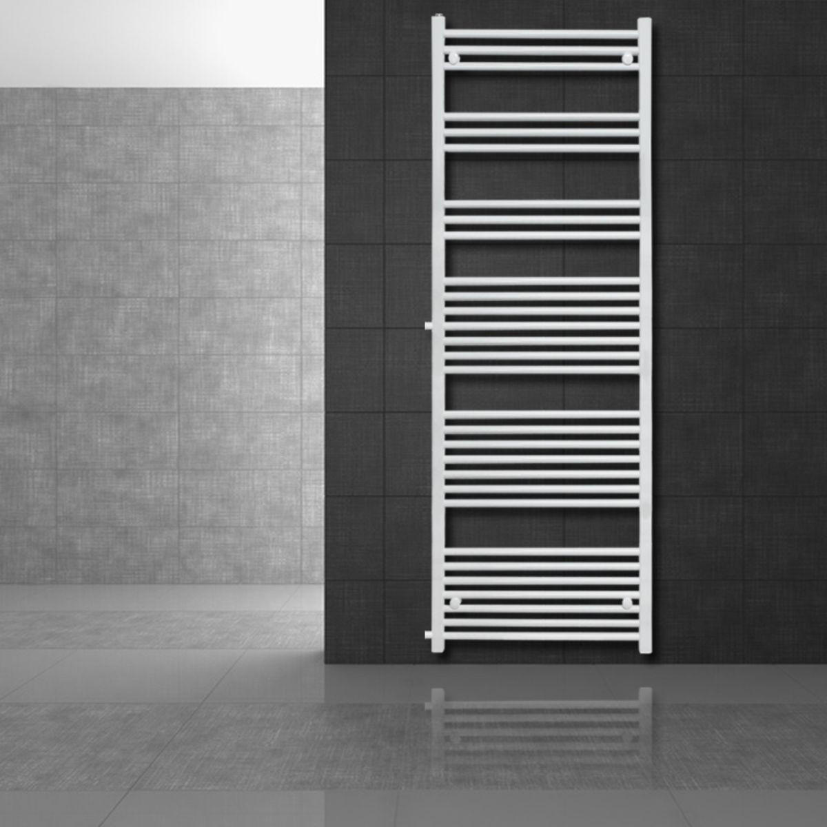 BADHEIZKÖRPER Sahara 600x1800 mm Weiß gerade mit Thermostatventil - Weiß, Metall (60/180/3cm) - LuxeBath