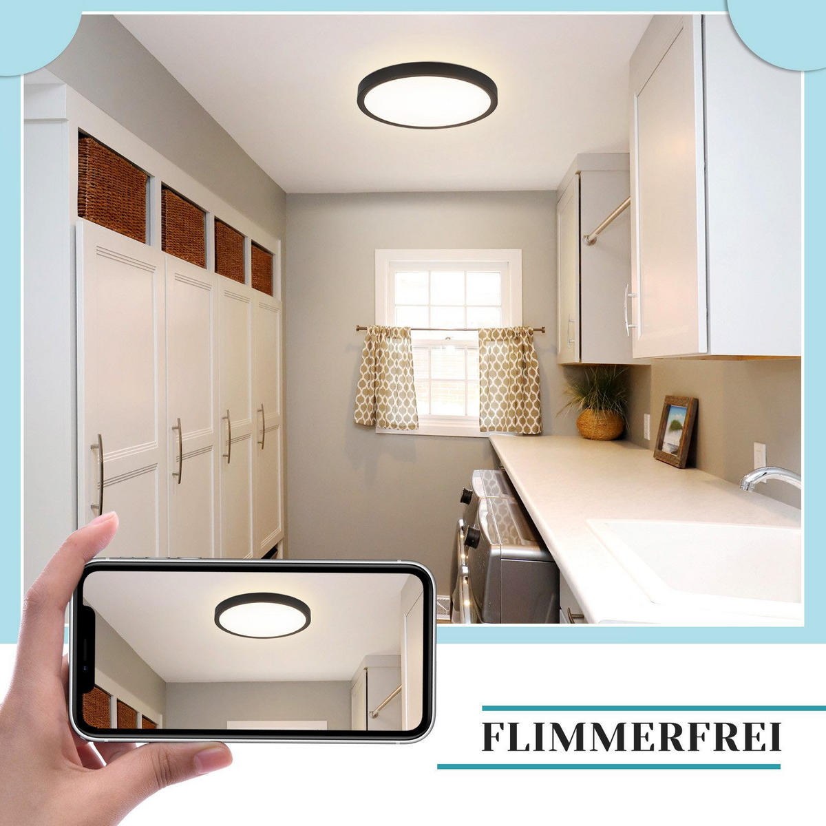 LED-DECKENLEUCHTE Warren 4000K-Neutralweiß 18/18/3 cm - Schwarz, Kunststoff (18/18/3cm) - Nettlife