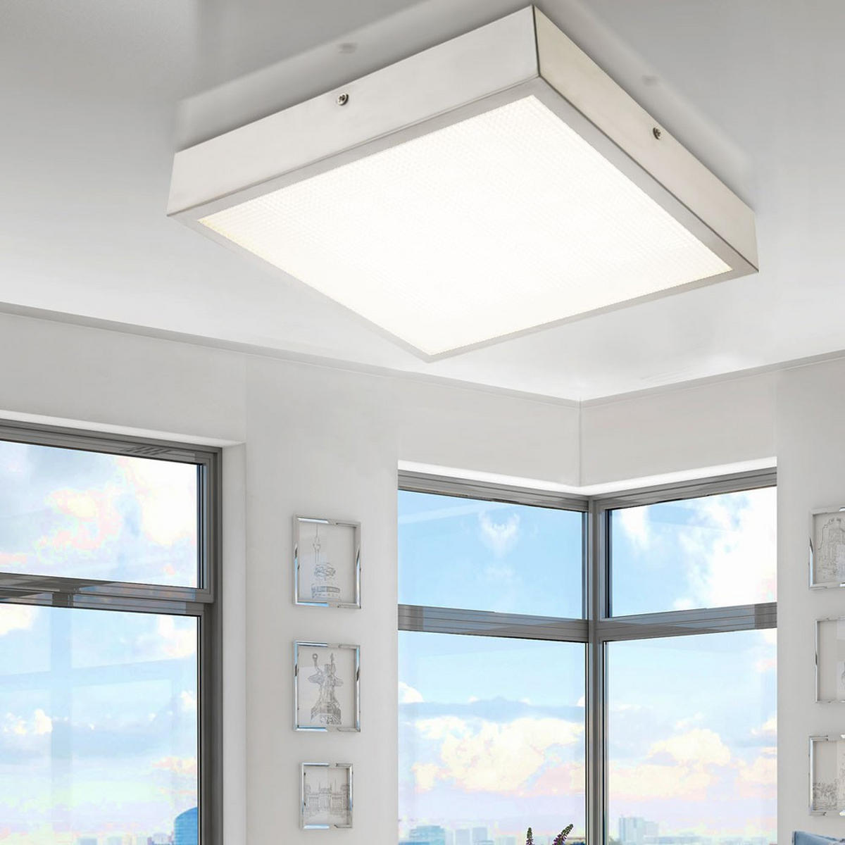 LED DECKENLEUCHTE Corey Silber matt - Silberfarben, Metall (30/30/5cm) - Globo Lighting