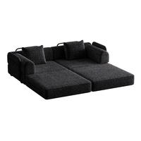 SCHLAFSOFA 2-in-1 mit Armlehnen-Ablagefach Chenille Schwarz - Schwarz, Textil (91.4/69.8/183.8cm) - OKWISH