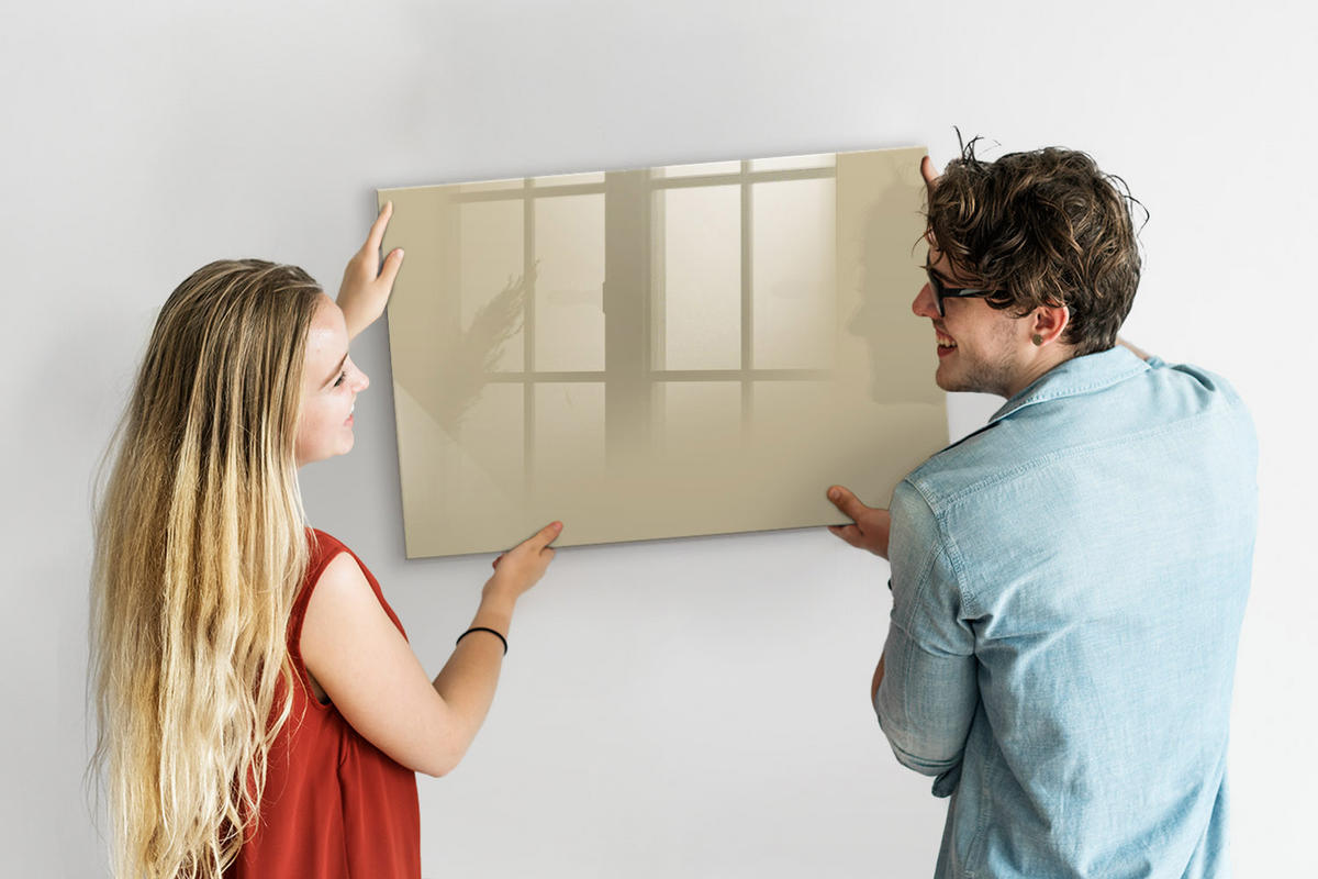MAGNETTAFEL 90x60 Beige schwarzer Marker - Sandfarben, Glas (90/0.4/60cm) - TULUP