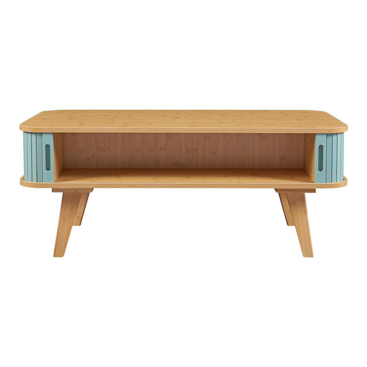 COUCHTICH Tysvær 100/50/40 cm - Blau/Naturfarben, Holz/Holzwerkstoff (50/100/40cm) - [en.casa]