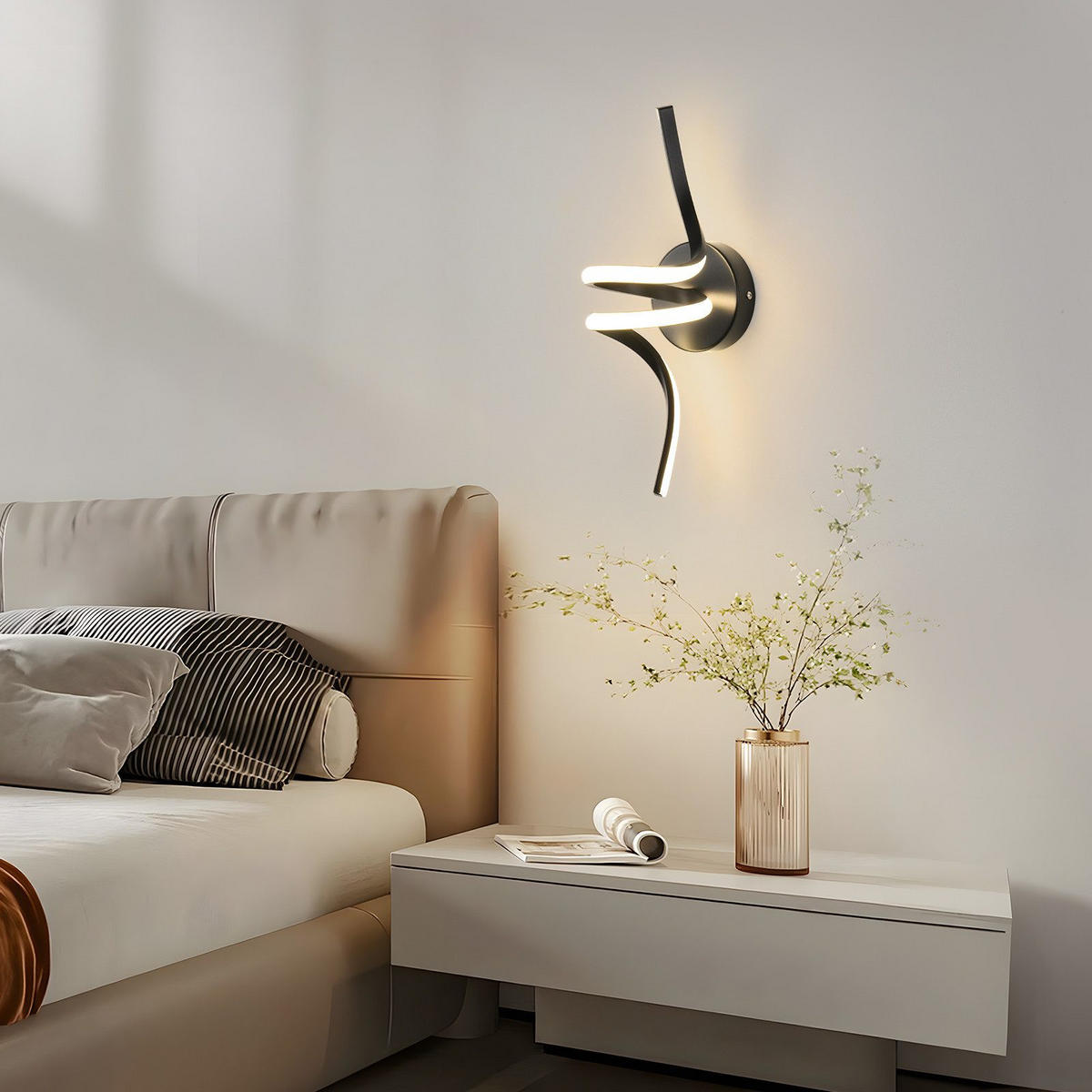 LED - WANDLEUCHTE Tauvaris 12.5/16.5/40.5 cm - Schwarz, Metall (12.5/16.5/40.5cm) - ZMH