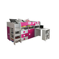 HOCHBETT Toledo weiß / pink Hochglanz - Griffe weiß / pink 106 / 204 / 125cm - Altrosa/Weiß, Holz/Holzwerkstoff (90/200cm) - Feldmann-Wohnen