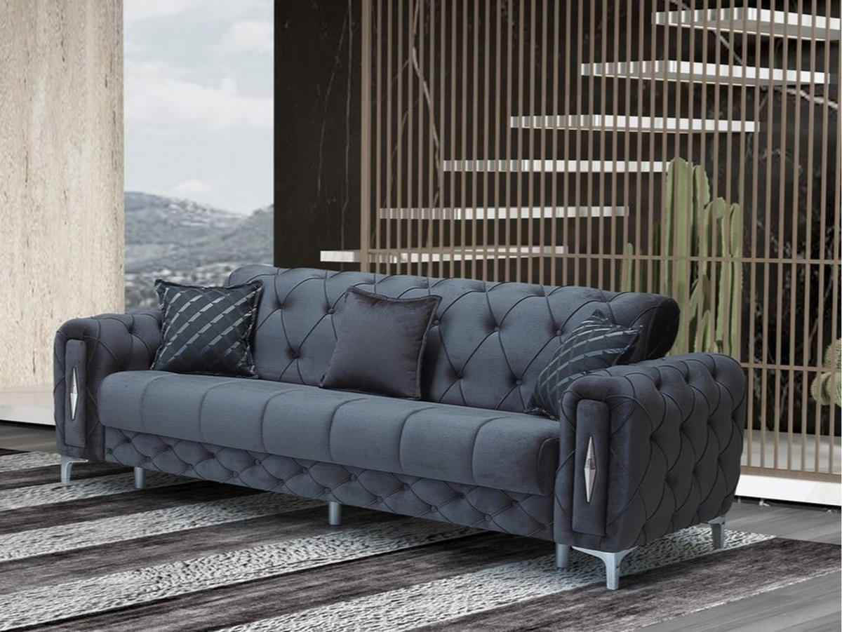 3-SITZER SOFA Patna Anthrazit - Anthrazit, Holzwerkstoff/Kunststoff (240/85/100cm)