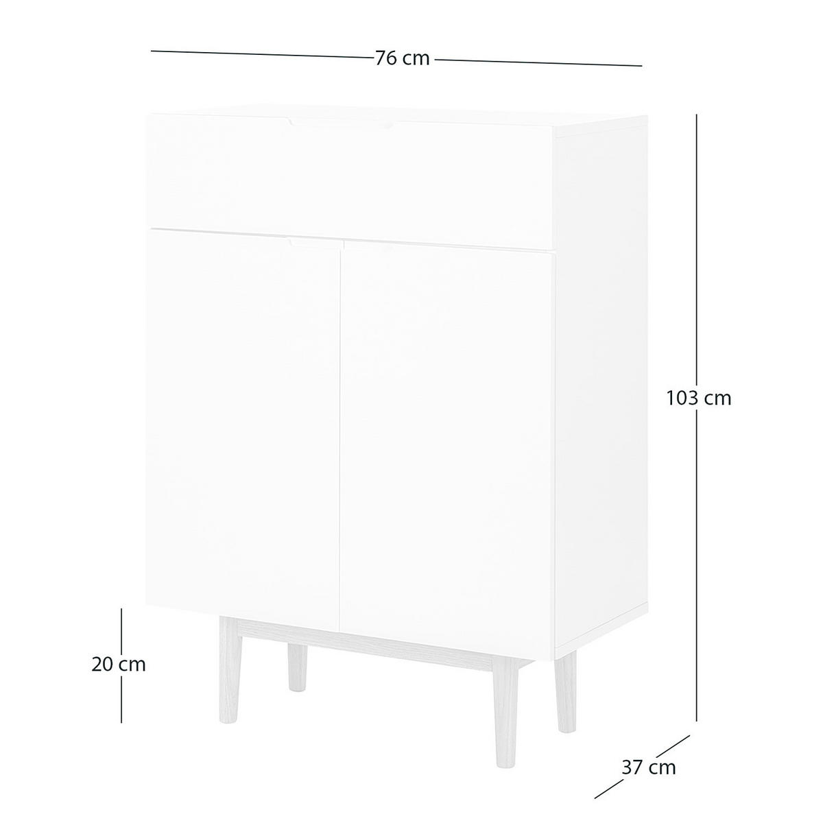 SCHUHKOMMODE mit 1 Schublade - Eichefarben/Weiß, Holzwerkstoff (76/103/37cm) - home24