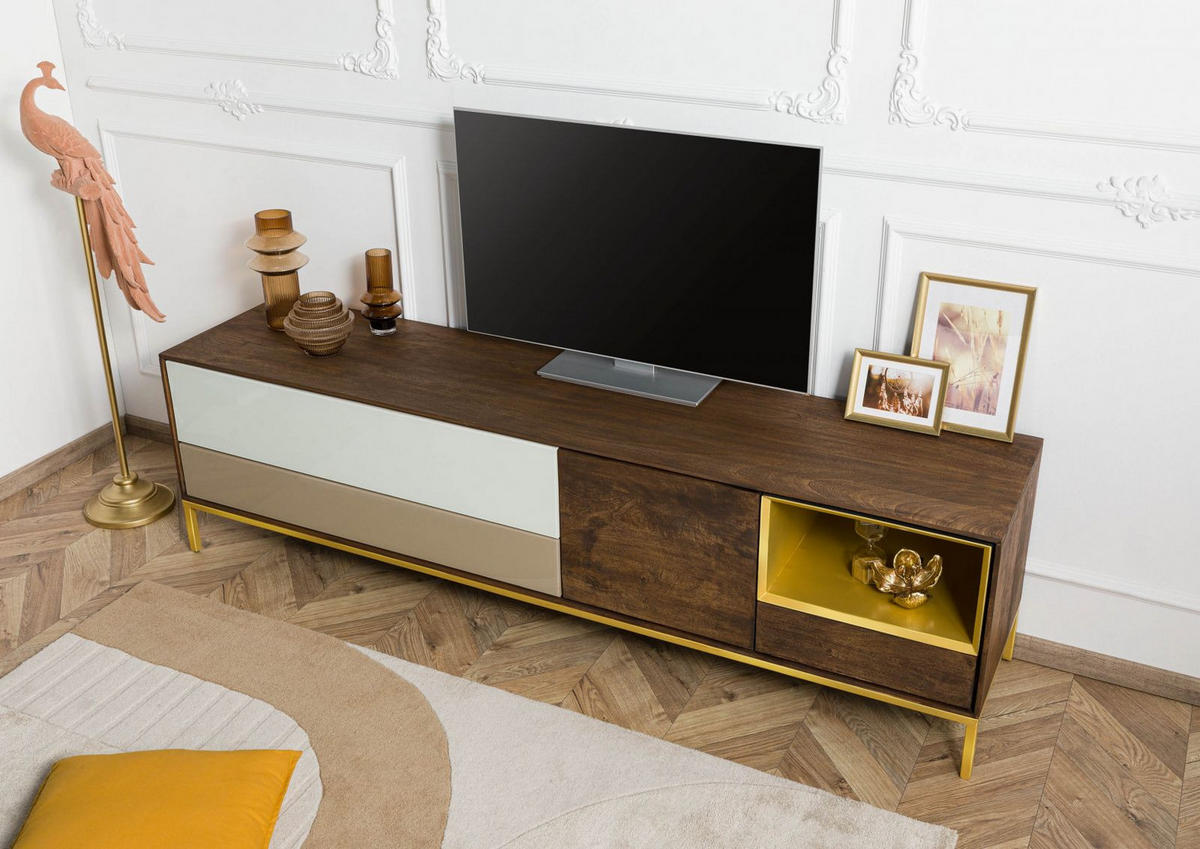 TV-BOARD Mango 200x45x55 braun geölt CHICAGO #102 - Braun, Holz (45/55/200cm) - Massivmoebel24