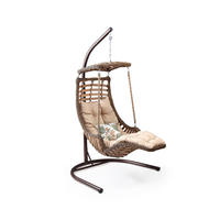 HÄNGESESSEL Gartenschaukel Rattan mit Gestell Hängeschaukel Alaca Hellbraun - Hellbraun, Metall (120/212/106cm) - Gowoll