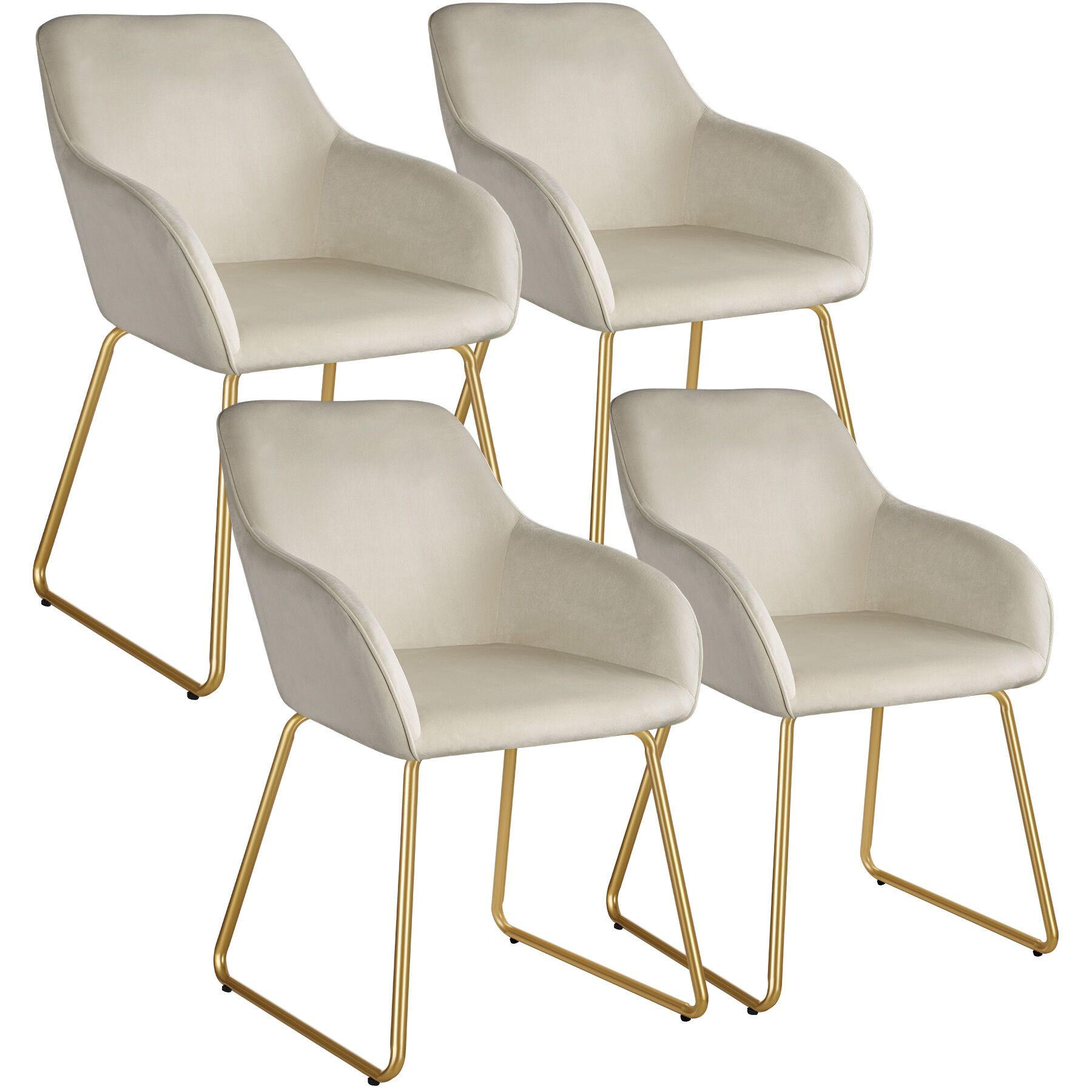 ESSZIMMERSTUHL Jeane,57 x 61 x 85,5 cm, Belastbarkeit 120 kg,Samtoptik creme/gold - Goldfarben/Samtahornfarben, Kunststoff (57/85.5/61cm) - tectake
