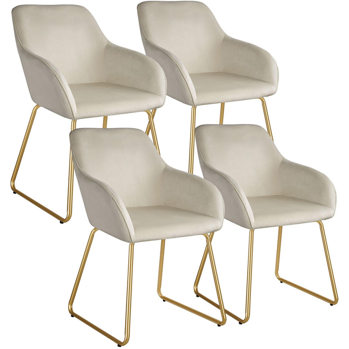 ESSZIMMERSTUHL Jeane,57 x 61 x 85,5 cm, Belastbarkeit 120 kg,Samtoptik creme/gold - Goldfarben/Samtahornfarben, Kunststoff (57/85.5/61cm) - tectake