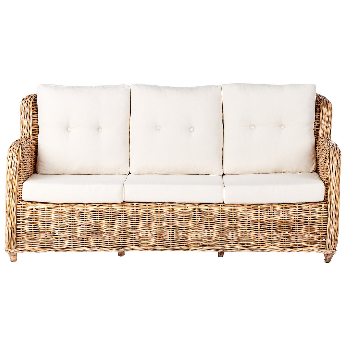LOUNGE-SET Rattan Natürlich Alessano - Naturfarben/Weiß, Naturmaterialien - Beliani