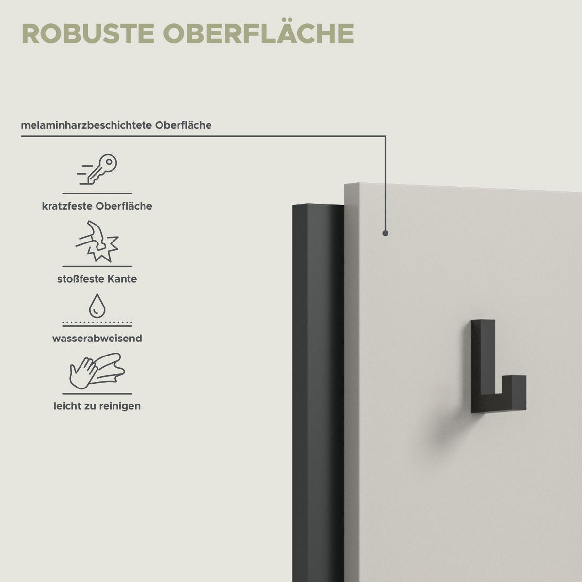 HAKENPANEEL Emil Kaschmir 21/6/150 cm - Beige, Holzwerkstoff (21/150/6cm) - Xonox