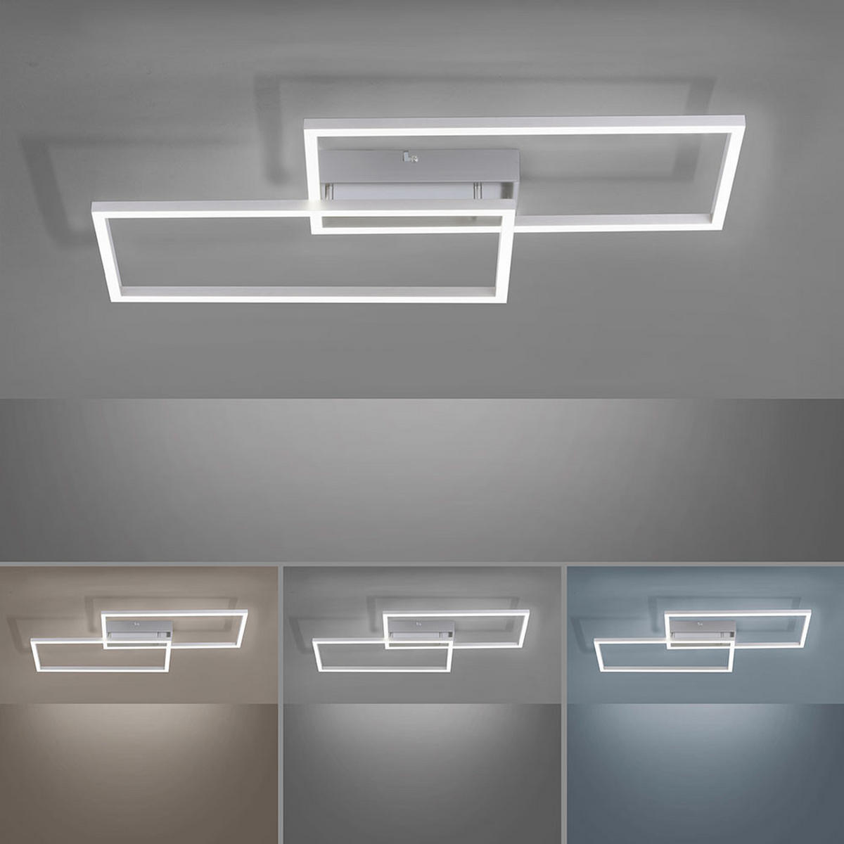 LED DECKENLEUCHTE Weiß matt - Weiß, Metall (60.5/32.5/6.5cm)